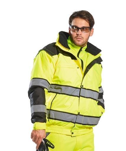 [PW332ORBKS] Hi-vis classic bomber jacket (C466) (Orange/Black, S)