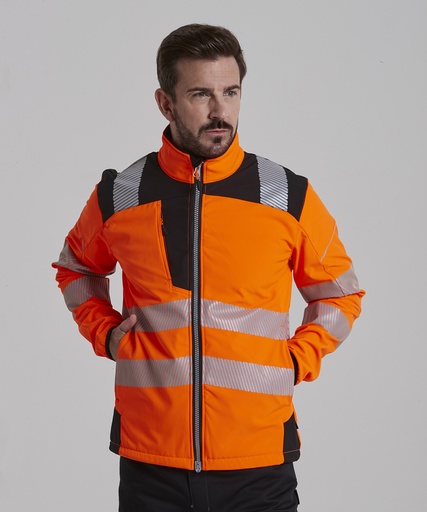 [PW366ORBKS] PW3 Hi-vis softshell jacket (T402) (Orange/Black, S)