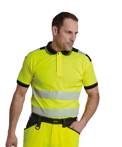 [PW368ORBKS] PW3 Hi-vis polo shirt (T180) (Orange/Black, S)