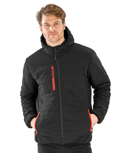 [R240XBKRDXS] Recycled compass padded winter jacket (Black/Red, XS)