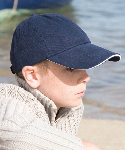 [R24JPBKRD] Junior low-profile heavy brushed cotton cap with sandwich peak (Black/Red)