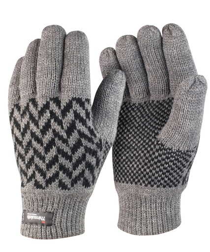 [R365XGYBKSM] Pattern Thinsulateô glove (Grey/Black, S/M)