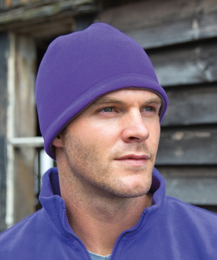 [R374XPUCH] Reversible fleece skull hat (Purple/Charcoal)