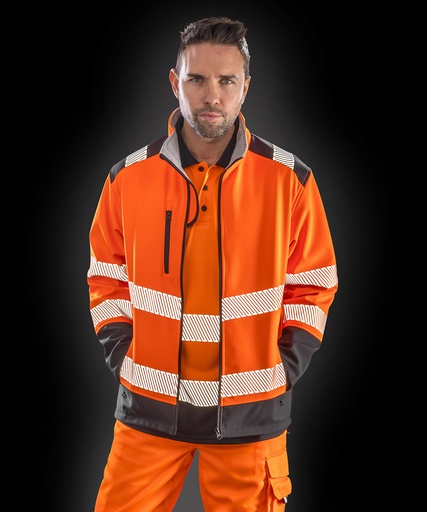 [R476XFOBKS] Printable ripstop safety softshell (Fluorescent Orange/Black, S)