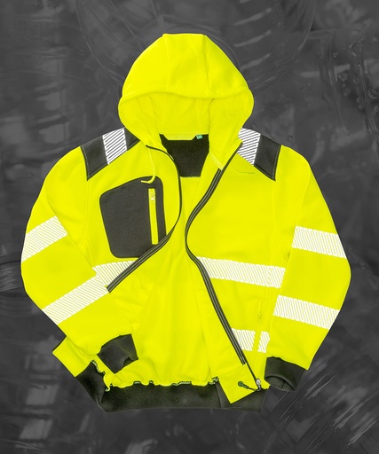 [R503XFORAS] Recycled robust zipped safety hoodie (Fluorescent Orange/Black, S)