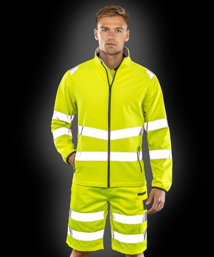 [R505XFYELS] Recycled 2-layer printable safety softshell (Fluorescent Yellow, S)