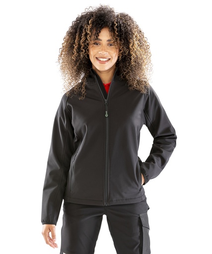 [R911FBLACXS] Womenís recycled 3-layer printable hooded softshell (XS)