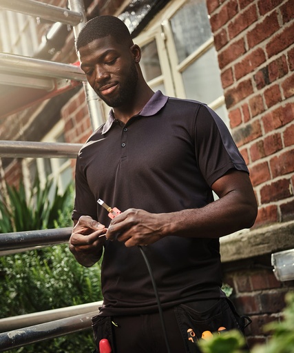 [RG663BKCRXS] Contrast wicking polo (Black/Classic Red, XS)