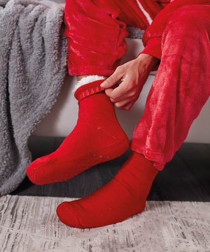 [RI008REDD47] The Ribbon luxury Eskimo-style fleece socks (Red, Socks UK 4/7)