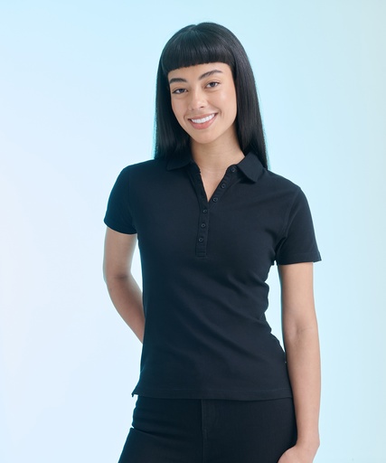 [SK042BLACS] Women's short sleeve stretch polo (S)