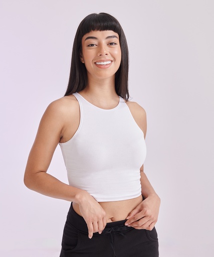 [SK106WHITXS] Women's cropped top (White, XS)