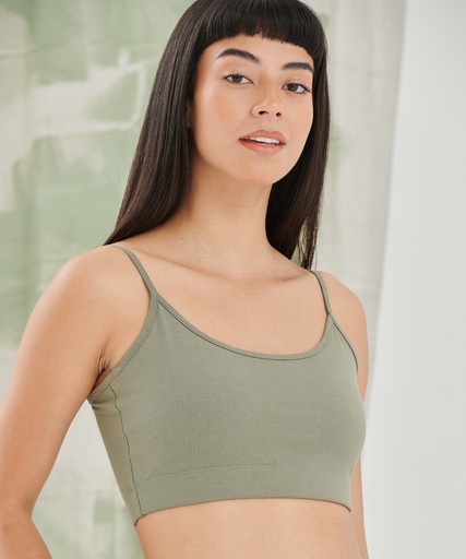 [SK230HGREXS] Women's sustainable fashion cropped cami top with adjustable straps (Heather Grey, XS)