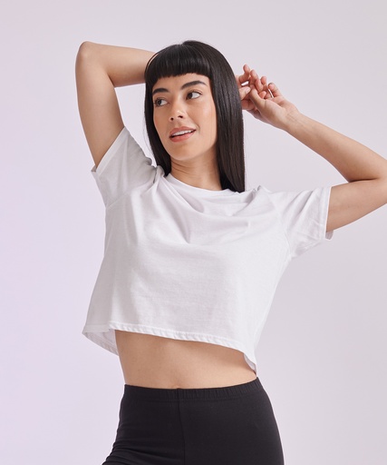 [SK237WHITXS] Women's cropped boxy T (White, XS)