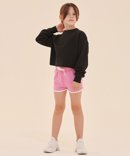 [SM069BKBK56] Kids retro shorts (Black/Black, 5/6 Years)