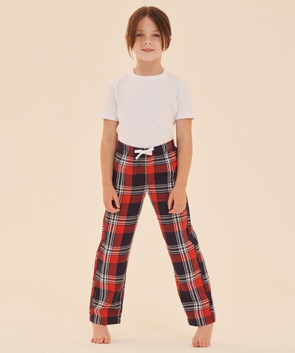 [SM083RDNC56] Kids tartan lounge pants (Red/Navy Check, 5/6 Years)