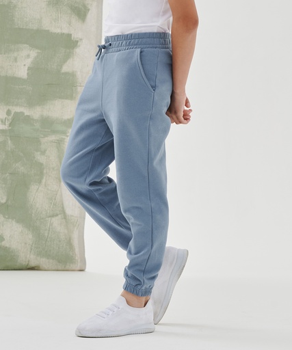 [SM430HGRE78] Kids sustainable fashion cuffed joggers (Heather Grey, 7/8 Years)