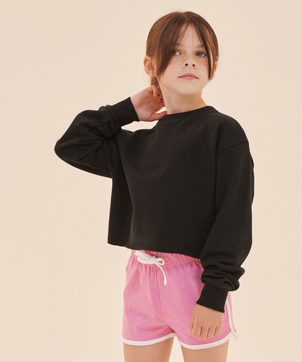 [SM515HGRE56] Kids cropped slounge sweat (Heather Grey, 5/6 Years)