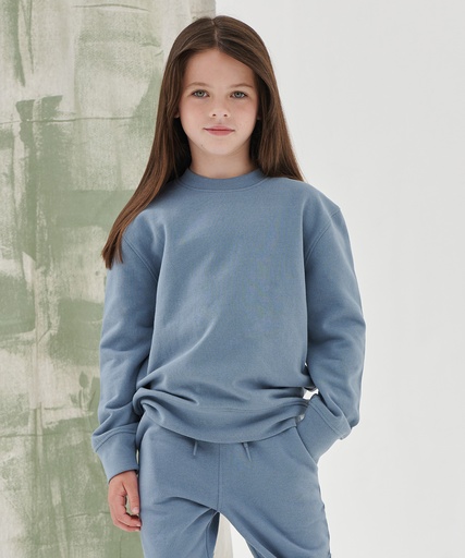 [SM530HGRE78] Kids sustainable fashion curved hem sweatshirt (Heather Grey, 7/8 Years)