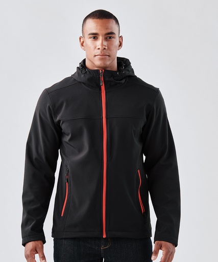 [ST076BKBRS] Orbiter softshell hoodie (Black/Bright Red, S)