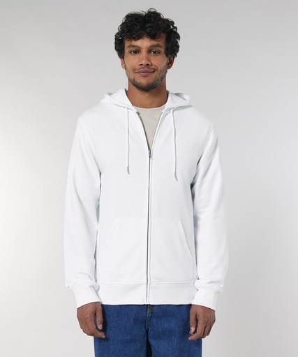 [SX025WHITXS] Unisex Connector essential zip-thru hoodie sweatshirt (STSU820) (White, XS)