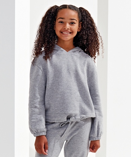 [TR85BHGRE56] Kids TriDriÆ recycled cropped oversize hoodie (Heather Grey, 5/6 Years)