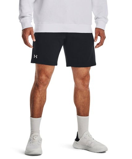 [UA050BKWHS] UA Rival fleece shorts (Black/White, S)