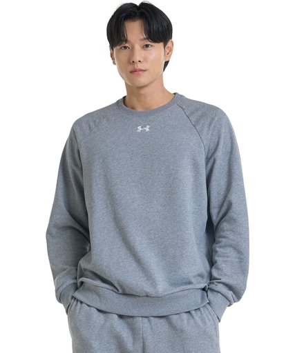 [UA059BKWHS] UA Rival fleece crew (Black/White, S)