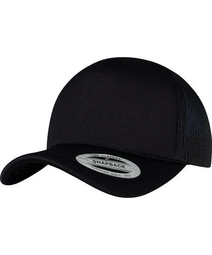 [YP208BKWB] Foam trucker cap curved visor (6005FC) (Black/White/Black)