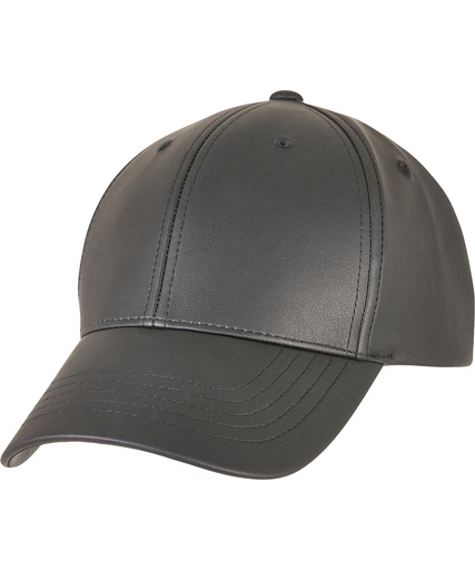 [YP218BLAC] Synthetic leather alpha shape dad cap (6245AL)