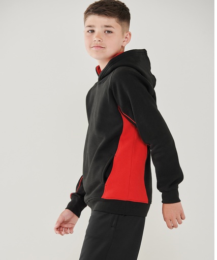 [LV339BKRD56] Kids pullover hoodie (Black/Red, 5/6 Years)