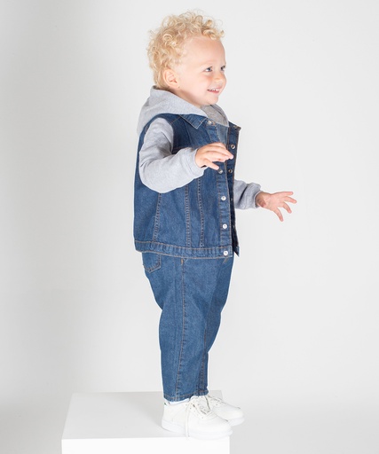 [LW750BLUE56] Denim jacket with fleece hood and sleeves (5/6 Years)