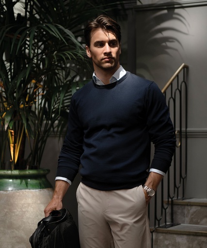 [N113MNAVYS] Beaufort ñ extra fine CashwoolÆ merino knit (Navy, S)